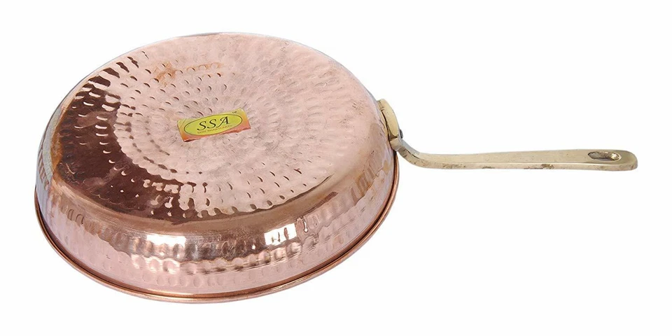 Pure Copper Hammered Fry Pan Indian Tadka Pan 350 ml Cooking Serving Copper Pan - Image 3 of 4
