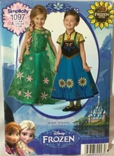 Simplicity Sewing Pattern 1097, Frozen Costumes, Dresses  Size Child 3 - 8, New