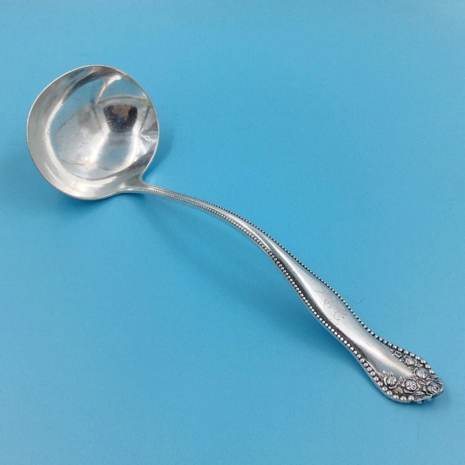 National Silver Co ROSE-YORK ROSE Ladle 10" Soup Punch Antique 1910 Mono P