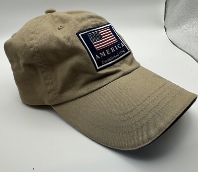 Dorfman Pacific Co American Flag Khaki Baseball Hat Cap Strap Back