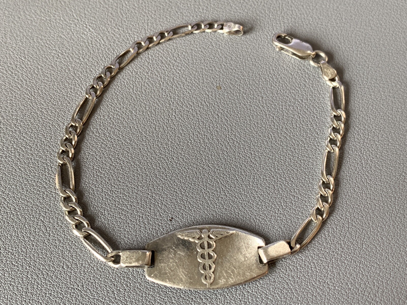 Solid Sterling Silver Medical Alert Bracelet Mark… - image 1