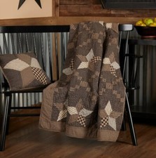 60" Star Throw Blanket Quilt Quilted Patch Work Soft Country Primitive Farmhouse