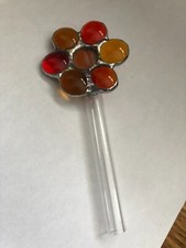 Stained Glass Orange Beaded Flower Plant Decretive Waterer