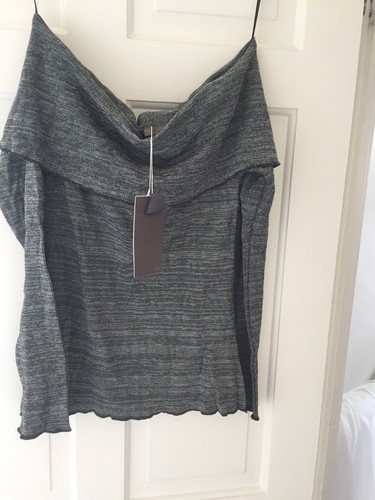 ZARA Grey Off Shoulder Roll Neck Knit 
