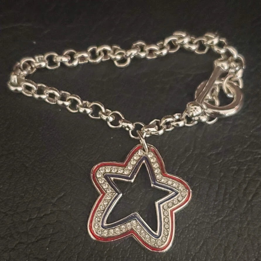 Pulsera Swarovski Chapada en Rodio Rojo Azul Esmalte Estrella Dije Cisne Firmado MAGA Foto 4 de 4