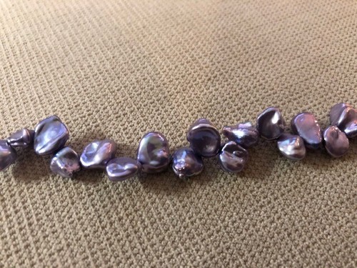 Honora 7.5" bracelet petal strung purple Keshi pearls sterling silver clasp.NEW - Picture 3 of 3