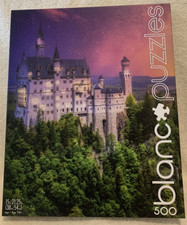 500 Pc Blanc Neuschwanstein Castle At Dusk Puzzle 15x21.25 Complete