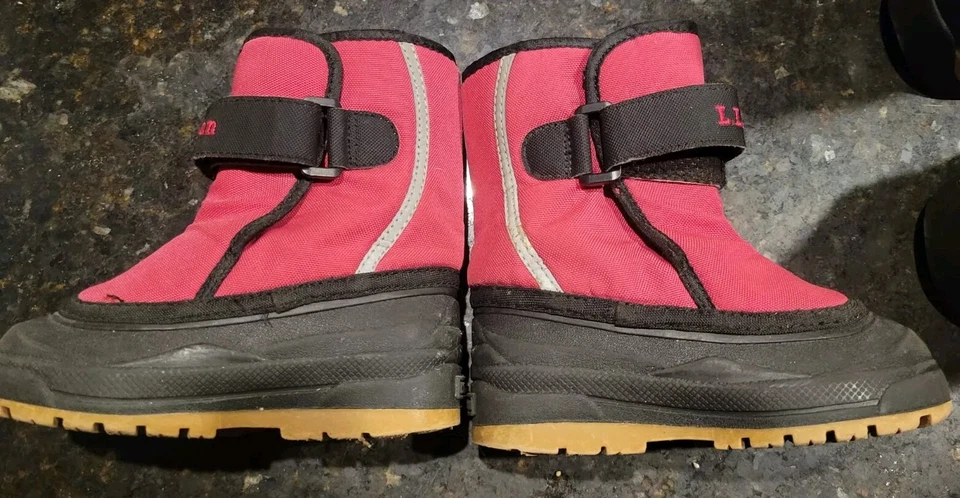 LL Bean Niño Pequeño Talla 7 Rosa y Negro Aislado Forrado Nieve Invierno Botas Exterior Foto 2 de 4