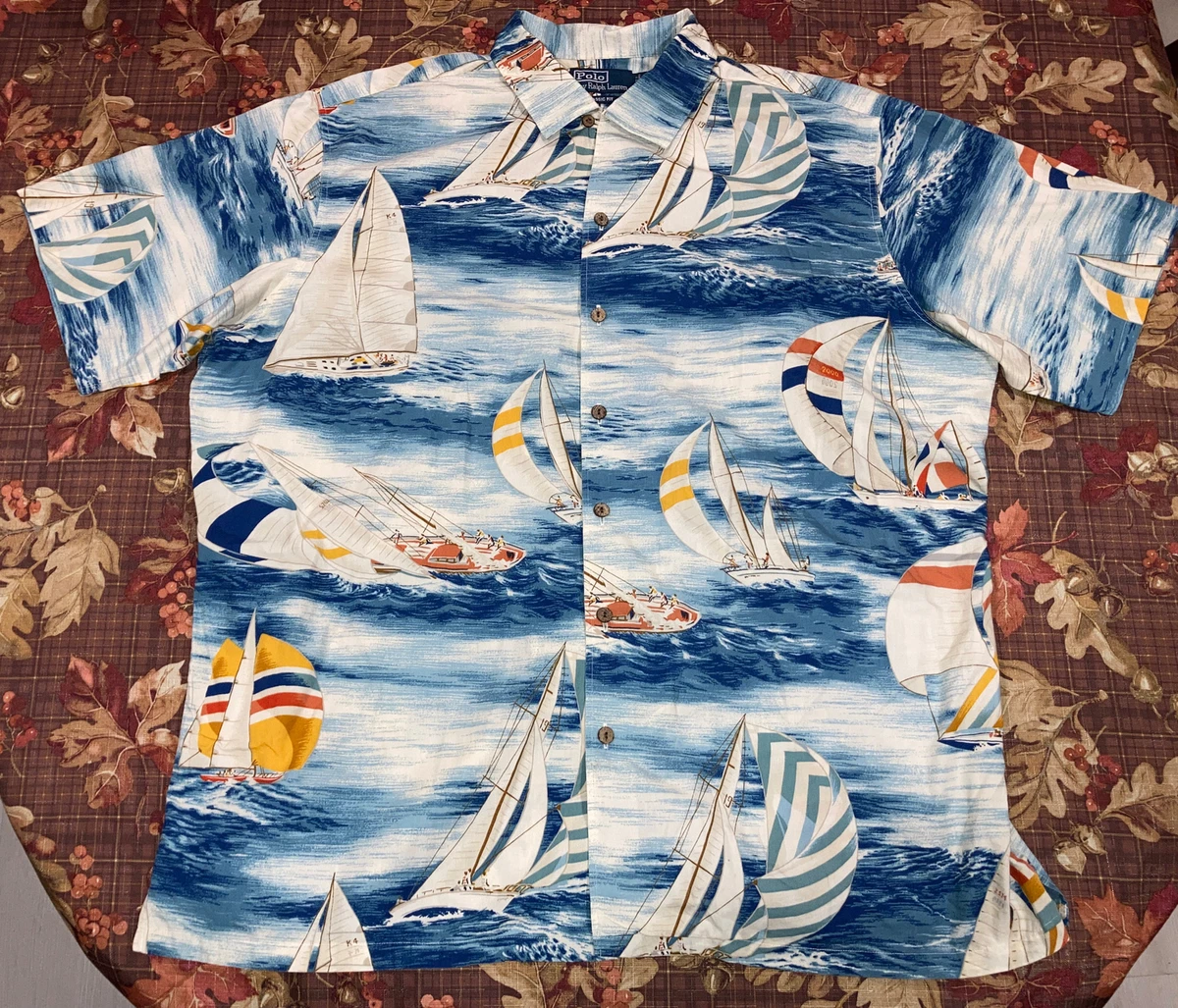 Vintage Polo Ralph Lauren Polo Beach Print Shirt Medium