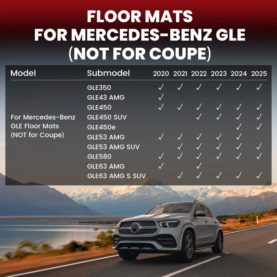 All Weather Floor Mats for 2020-2026 Mercedes Benz GLE350 GLE580 TPE Liners - Image 2 of 4