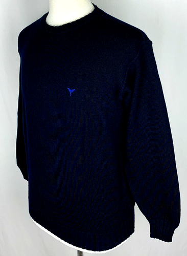 VTG CARLO COLUCCI Mens SIZE 52 (L) Midnight Blue Pullover Crewneck Knit Sweater - Picture 2 of 7