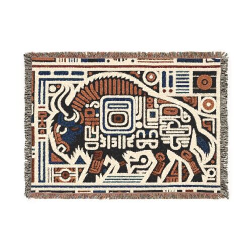 Woven Desert Buffalo Blanket Aztec Native American Quilt Tapestry Southwestern - Picture 4 of 10