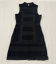 GUESS Los Angeles Eyelet Velvet Black Dress Size Small Sleeveless Pre -Owned.
