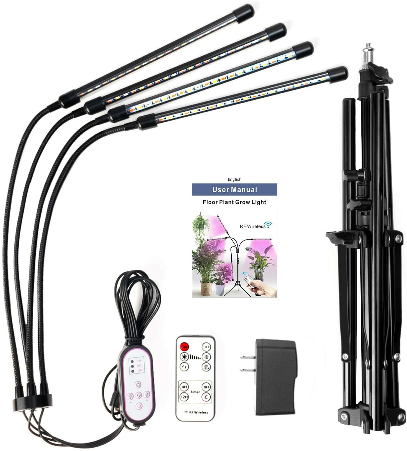4-Head LED Grow Light with Tripod Stand Indoor Plants Full Spectrum ...