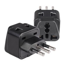 OREI 2 in 1 Universal/USA to Italy Type L Travel Adapter Plug - Black