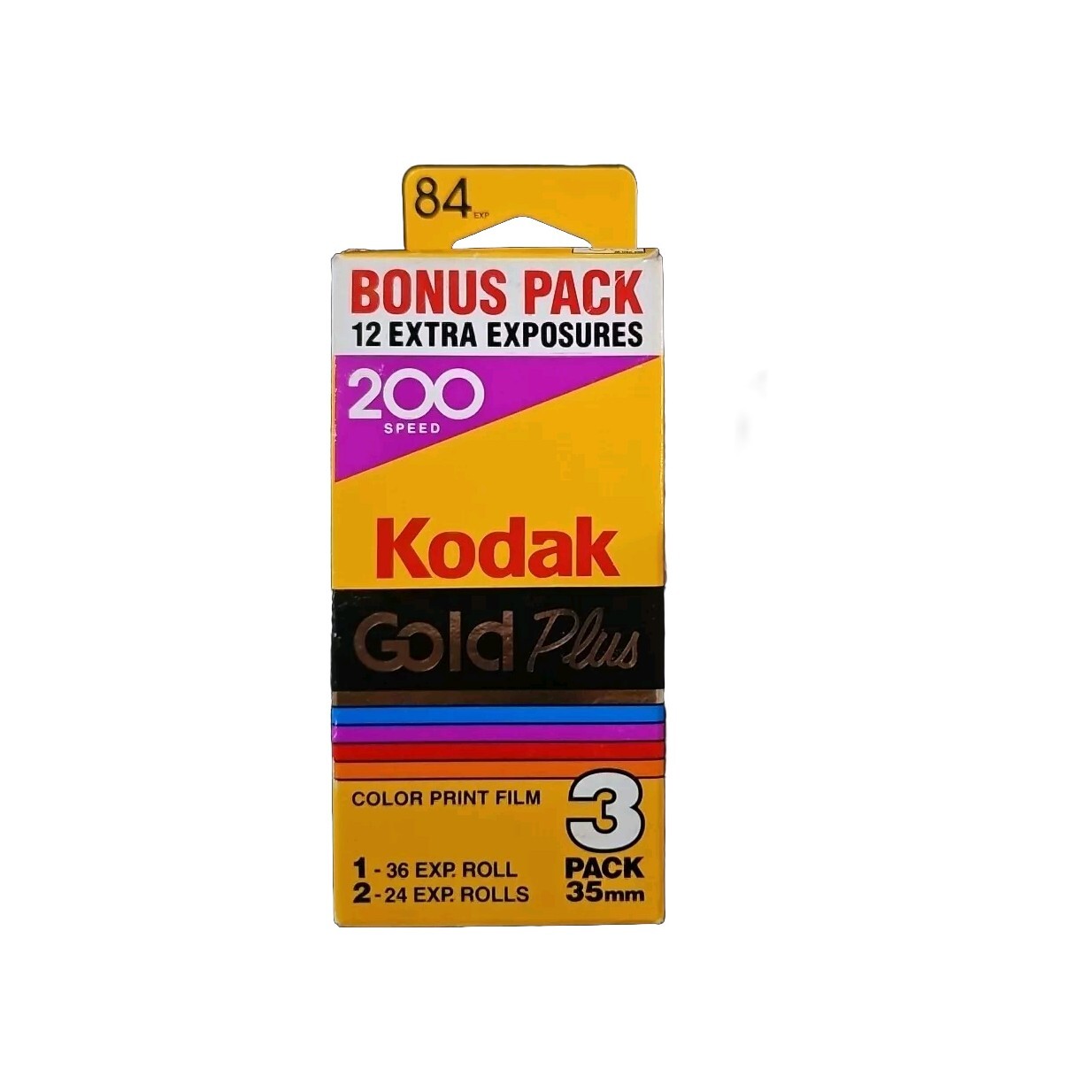 3 Pack Vintage Kodak GOLD Plus Color Print 35mm Roll Film 200 SPEED