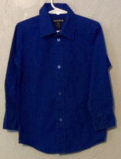Boys 4/5 XS Long Sleeve Dress Shirt Solid Royal Blue GEORGE Point Collared