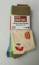 New Controller Gear Super Mario Bros 3 Pair Crew Socks Shoe Size 6-10 c47-5 