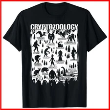 Cryptozoology Cryptid Bigfoot Mothman Dogman Other Monsters Black Cotton T-Shirt