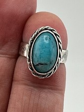 Vintage Native American Sterling Silver 925 Turquoise Ring Size 3.5