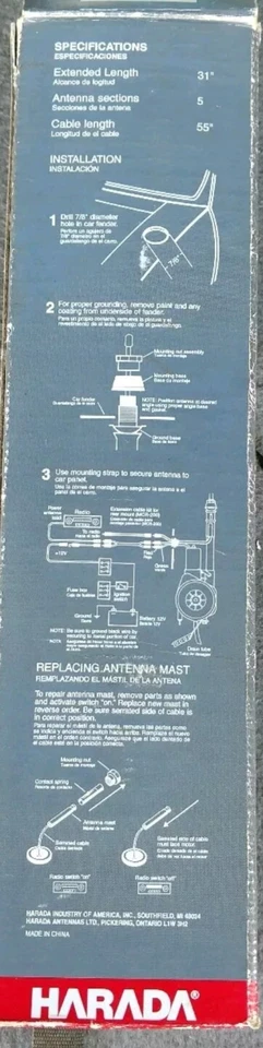 Antena de alimentación universal totalmente automática Harada MX-22 AM/FM se adapta a la mayoría de los autos Foto 3 de 4