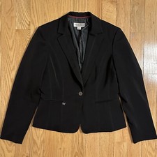 John Meyer Norwich Jacket Blazer Black Womens 12 Stitching Detail One Button