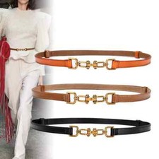 Genuine Leather-belt for Women Adjustable Classic Thin-waist-belts for Dresses 