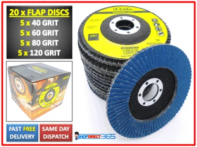 COBRA TOOLS 20 x Cobra Flap Discs 115mm Sanding 40 60 80 120 Grit Grinding Wheels Disc 4.5"