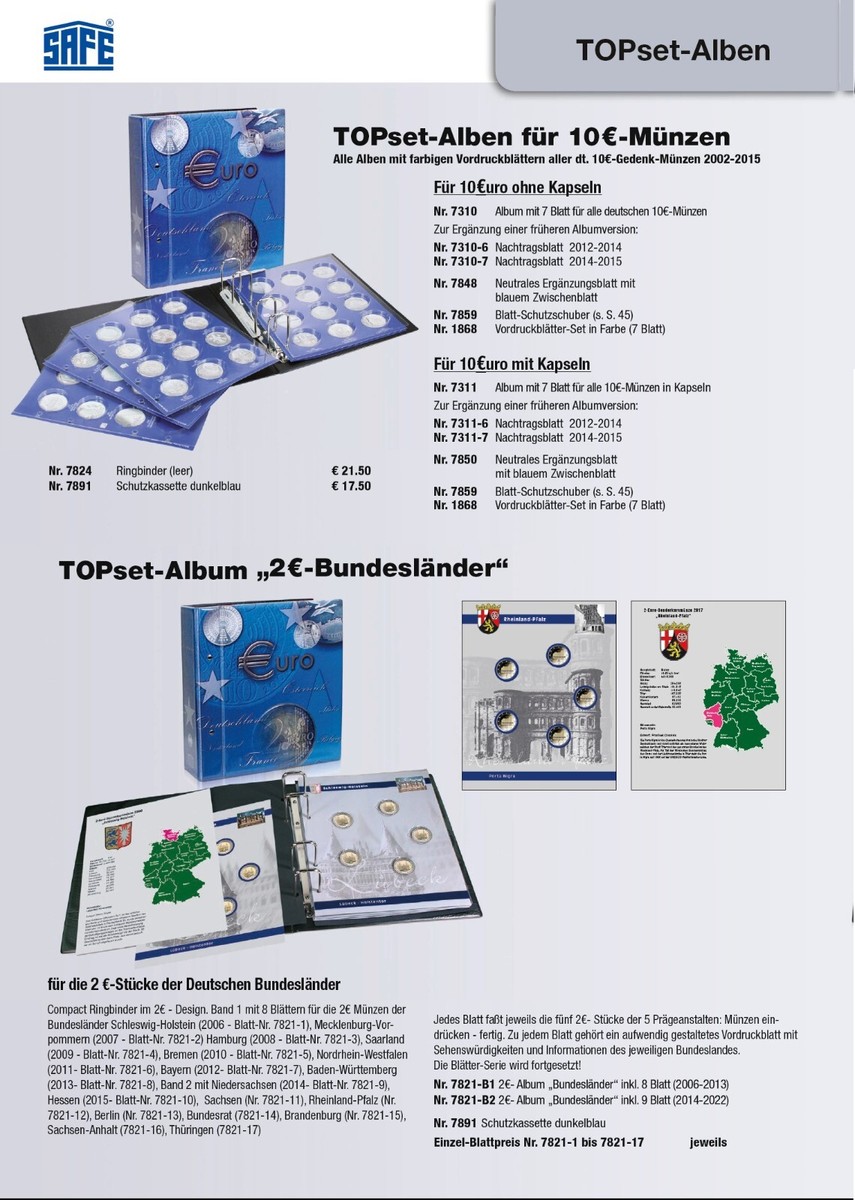 SAFE 7844 Münzblätter TOPset 3x Franc Kursmünzensätze