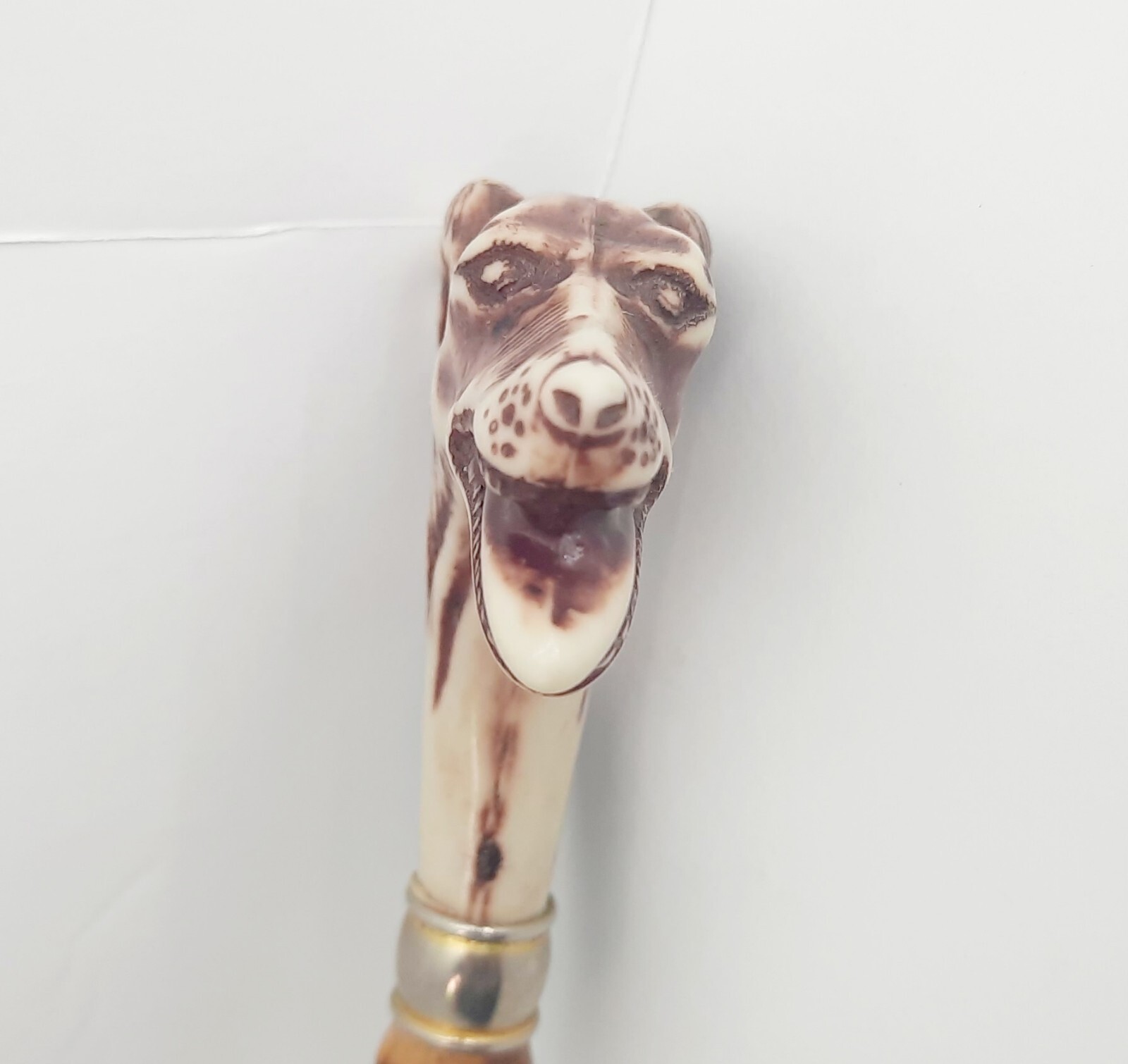 Vintage Italian Bamboo Resin/ Metal Dog Head Shoe Hor… Gem