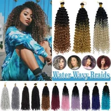 Afro Curly Crochet Braid Hair Extensions Ombre Water Wave Wavy Braids as Human