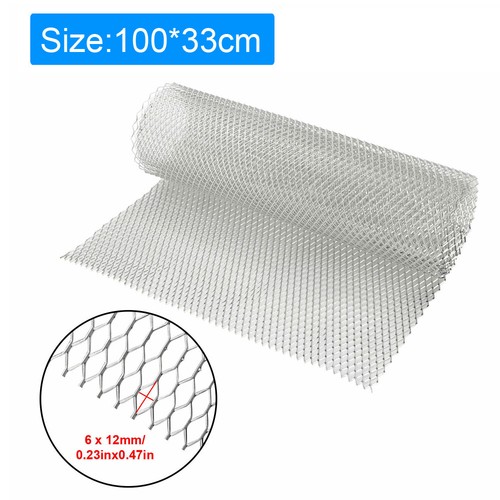 Rejilla de ventilación de capó delantero de aluminio cromado para automóvil accesorios de rejilla de malla de red 40" x 13" - Imagen 6 de 12
