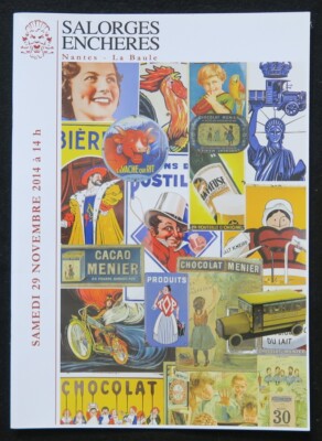 2014 Auction Catalog 2 Advertising Enamel Plate CHOCOLATE MENIER KUB