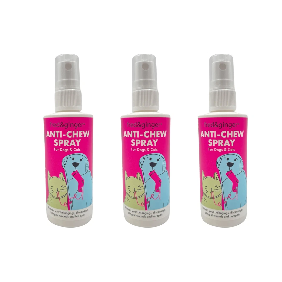 KINDERPET Bitter Anti Chew Spray for Dogs Stops Bitting Chewing 3 100ml Bottles UK MADE