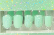 Red Aspen Short Square Green Shiny Glitter Mix Key Lime Cutie, Katalina 🌴