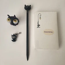 Misc Black Cat Lot Hallmark Magnet Notepad Pencil Toppers Charm Pencil Halloween