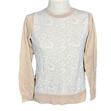 NWT Loft Petites Tan Lace Crewneck Sweater SP