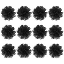 12-Pack Chiffon Flowers 2.76 x 2.76" Fabric Flowers for Craft Black 