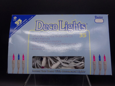 35 SUPER BRIGHT Darice Deco Lights, Pastel Pink & Blue White Wire Indoor Outdoor