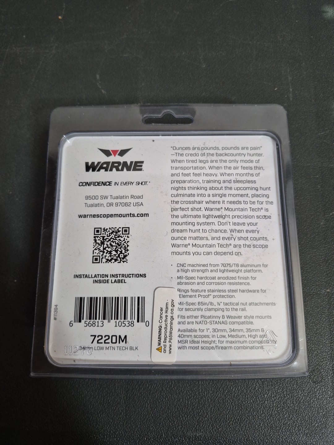 Warne 7220M Scope Mount Rings - Black