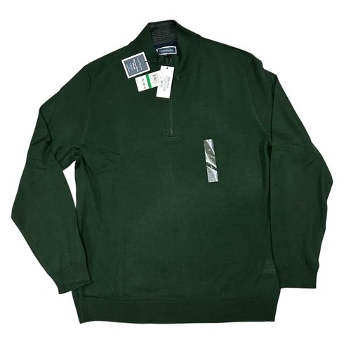 Club Room Merinowollmischung 1/4 Pullover Herren Large Grün Viertelreißverschluss Neu - Bild 2 von 10