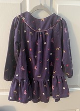 Mini Boden: Girls Long Sleeve Dress, Rainbow, Flower, Heart , Dog Print; 3-4 Y