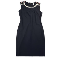 Tommy Hilfiger Nautical Dress Sz 6 Navy Blue Sheath Sleeveless Lace Up Shoulder