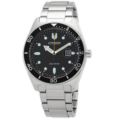 Citizen AW1760-81E Men's Eco-Drive Stainless Steel Black Dial Watch