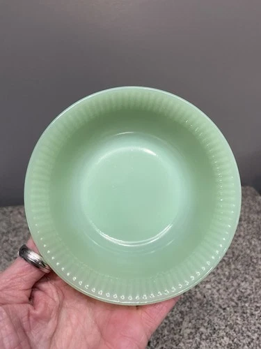 Vintage FIRE KING Jadeite Jane Ray Green Ribbed Fruit Dessert Bowl 4 7/8" Retro
