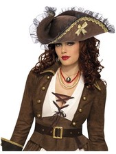 Female Brown Tricorn Pirate Hat