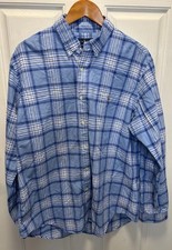 Polo Ralph Lauren Shirt Mens XL Classic Fit Blue Plaid Long Sleeve Cotton Oxford