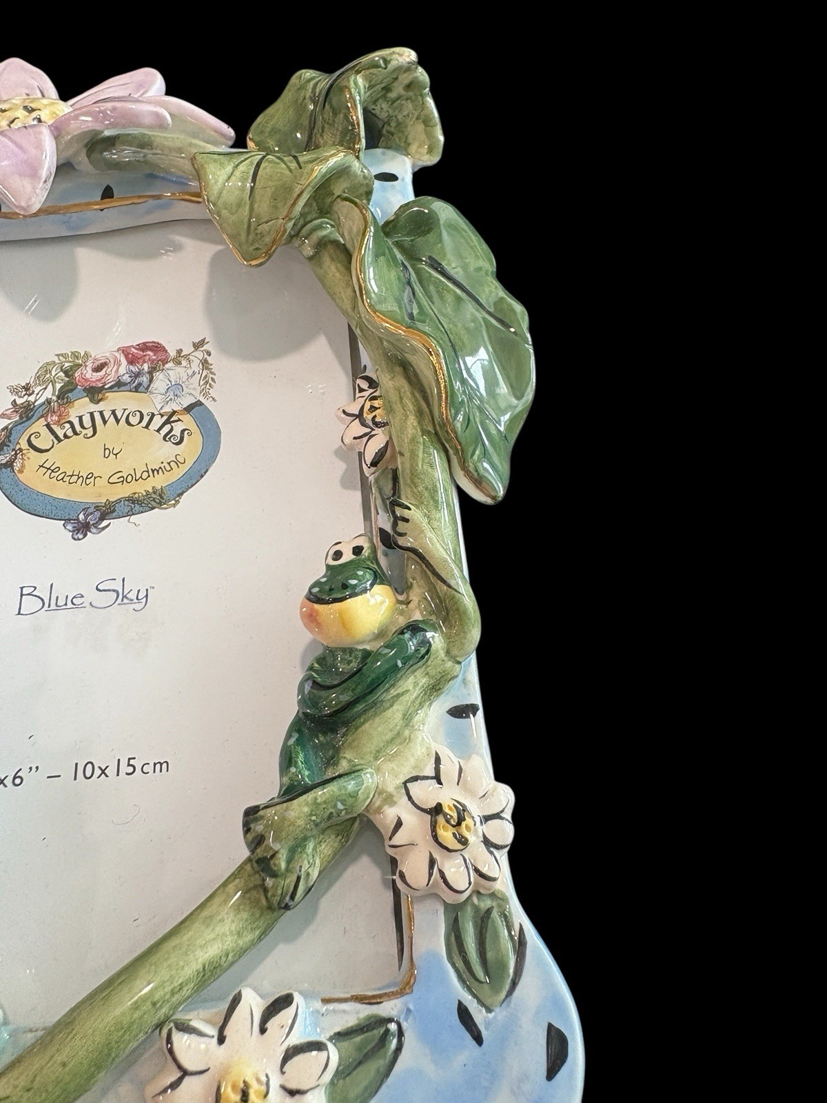 Blue Sky Clayworks Heather Goldminc Spring 4 X 6 Musical Frame Frog & Flowers