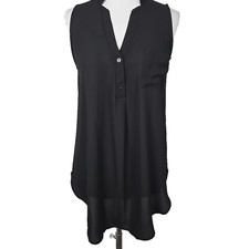 LUSH Black Chiffon Sleeveless Popover Tunic T...
