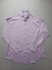 Peter Millar Dress Shirt Mens XL Purple Check Summer Comfort Stretch Long Sleeve